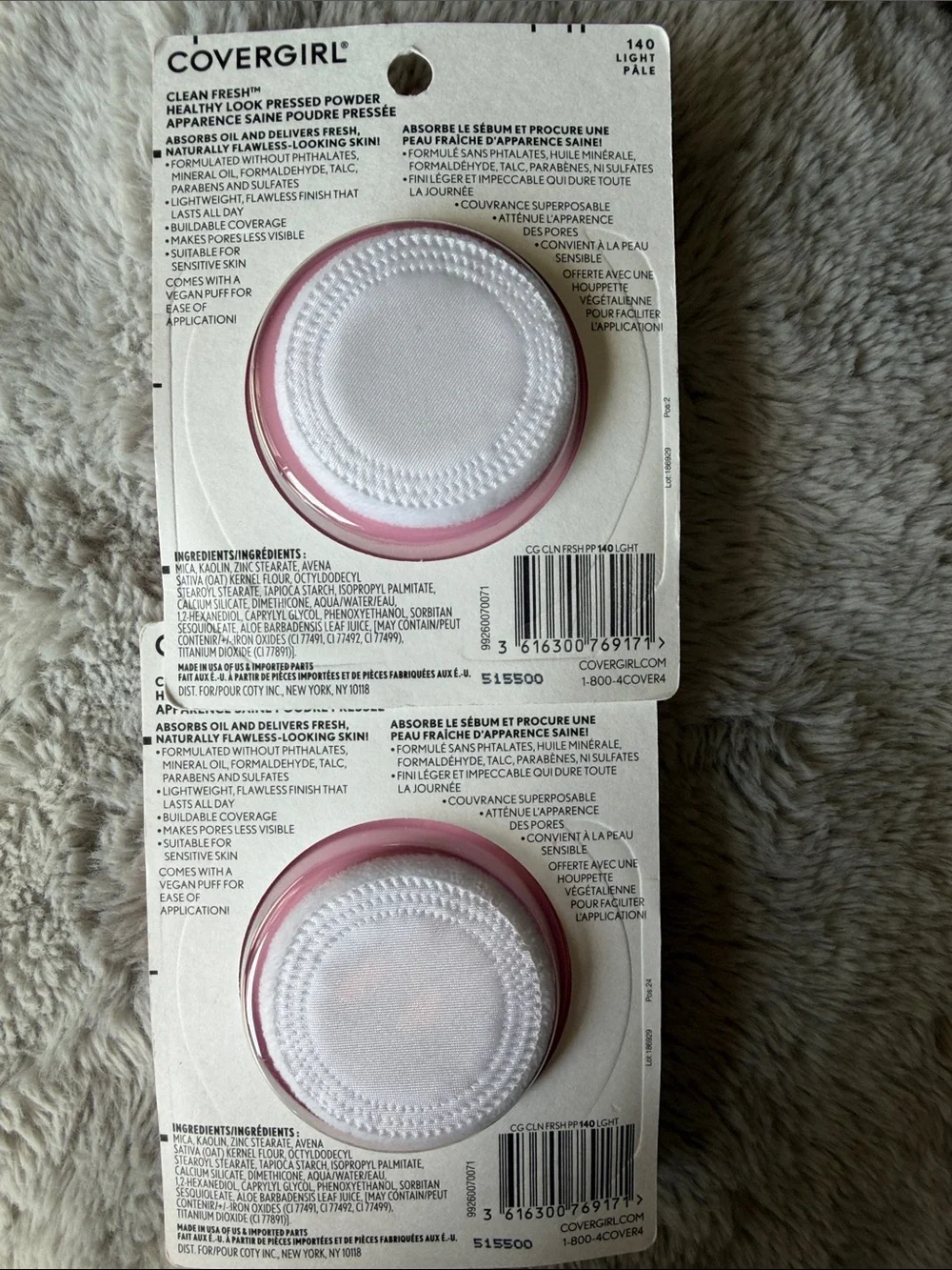 COVERGIRL Clean Fresh Pressed Powder Compact - Light 140 Bundle of 2